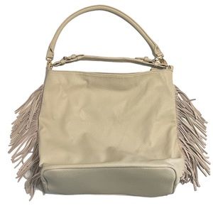 Expressions NYC handbag fringed Hobo Cream